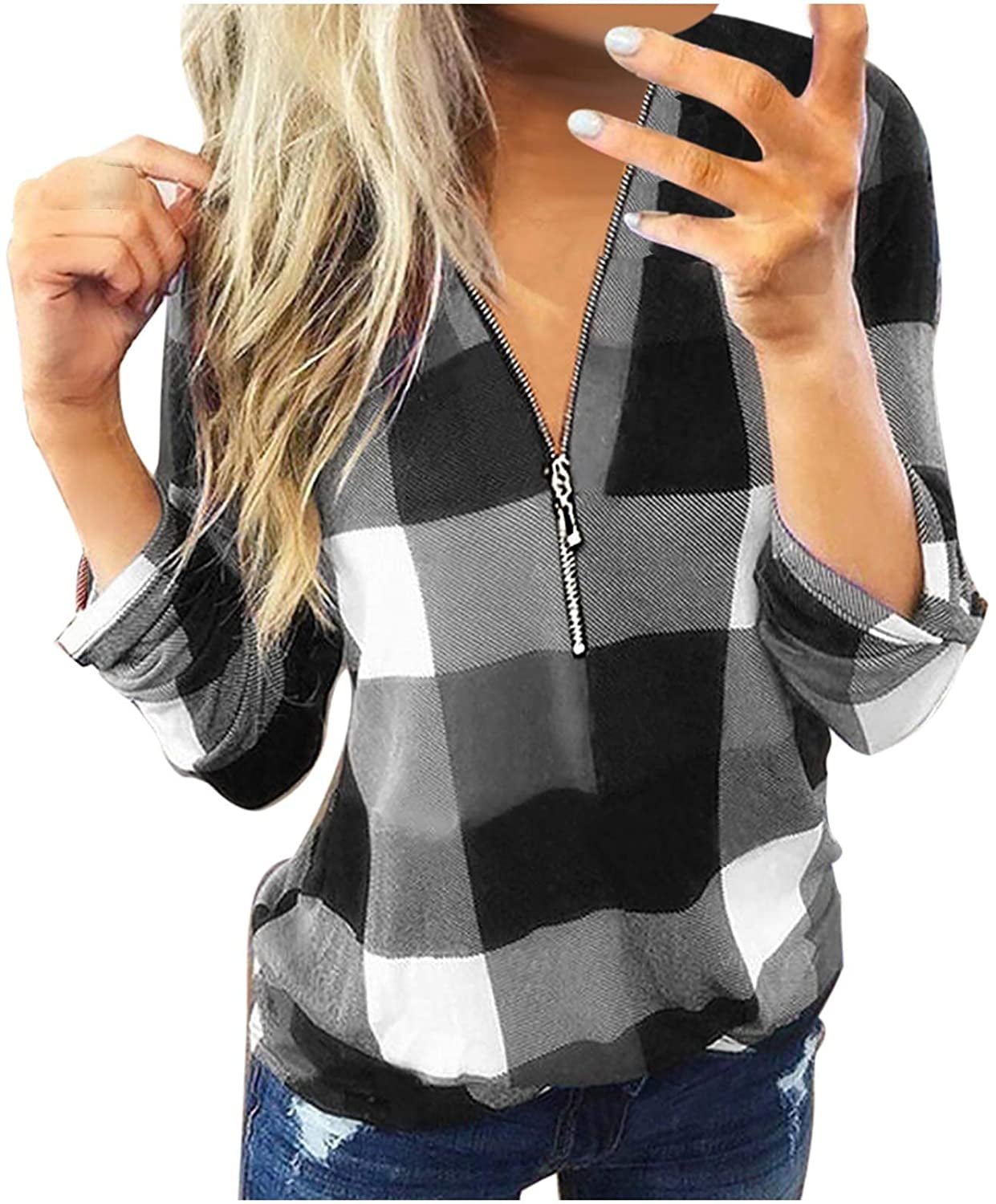 Women's Plaid Shirts Casual Long Sleeve 
