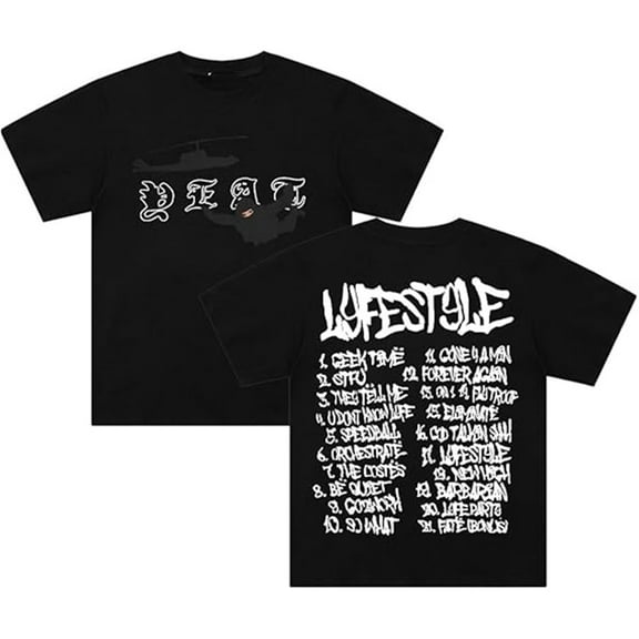 Yeat Lyfestyle Merch T-shirt New Print Short Sleeves Men And Women Retro Hip-hop Wear