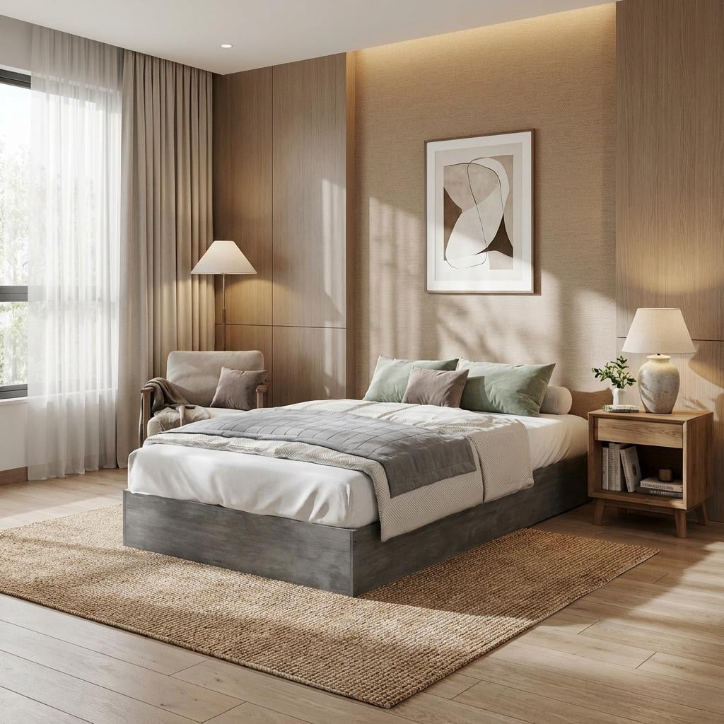 CazToi Twin-XL Size Wood Platform Bed Frame No Headboard Design with Wood Slat Support No Box Spring Needed