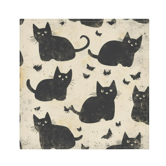 WOBOGO Black Cat Cloth Napkins 1 Piece Soft Elegant Touch Durable Absorbent Quick Drying for Elegant Dining