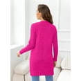 thumbnail image 2 of CALIPESSA Drop Shoulder Cable Knit Pocket Patched Casual Long Sleeve Red Cardigan For Womens, 2 of 5