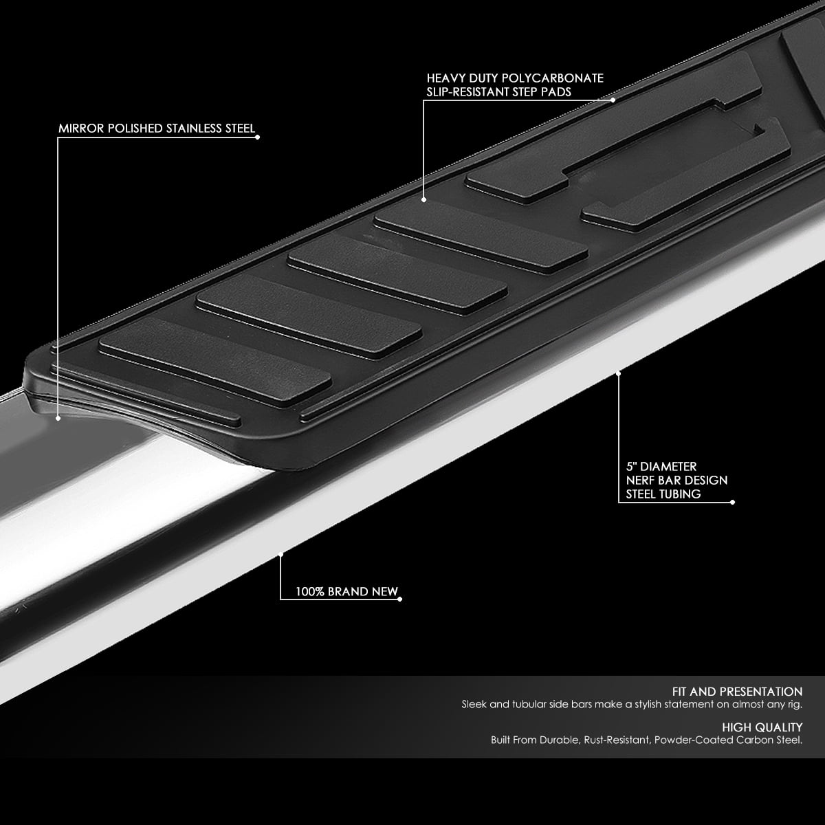 DNA Motoring 6" Chrome Side Step Nerf Bars Running Boards for 2019-2021 Silverado Sierra Crew Cab