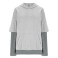 thumbnail image 4 of Womens Long Sleeve Tops Oversized Hoodies Casual Long Sleeve Sweatshirts Pullover Sweaters Teen Girls Stripe Splicing Fake Two Pieces Clothes Lightweight Base Layer Undershirt Tees, 4 of 8