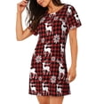 thumbnail image 2 of Lsque Plaid Reindeer Snowflakes Pattern Nightgowns for Women Sleep Shirts Short Sleeve Nightshirt Pullover Nightdress Soft Sleepwear Relaxed Fit Nightdress, 2 of 6