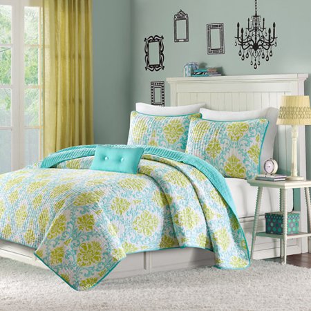 Mizone Katelyn 4 Piece Coverlet Set Full Queen Teal Walmart Com
