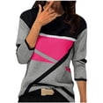 thumbnail image 1 of Fall Savings Clearance Womens Color Block Long Sleeve Shirts Vintage Geometry Printed Western Tops Crewneck Pullover Casual Aztec Blouses, 1 of 3