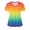 Yellow, variant on Women Gradient V-Neck Short Sleeve Color Block Casual Comfy Workout Loose Tops Tshirt Blouse, Yellow XXL