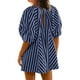 thumbnail image 4 of Trajes de Mujer Casual Moda Impresión Cuello Redondo Cordón Vendaje Manga Corta Bolsillos Traje de Juego, 4 of 5