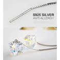 thumbnail image 3 of 925 Silver Crystals Long Tassel Threader Dangle Drop Earrings, 3 of 5