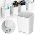 thumbnail image 1 of No Drill Toothbrush Holders Wall Mounted Toothpaste Holder for Bathroom,Removable Storage Container with Drying Tray for Bathroom Vanity Kitchen(White), 1 of 4