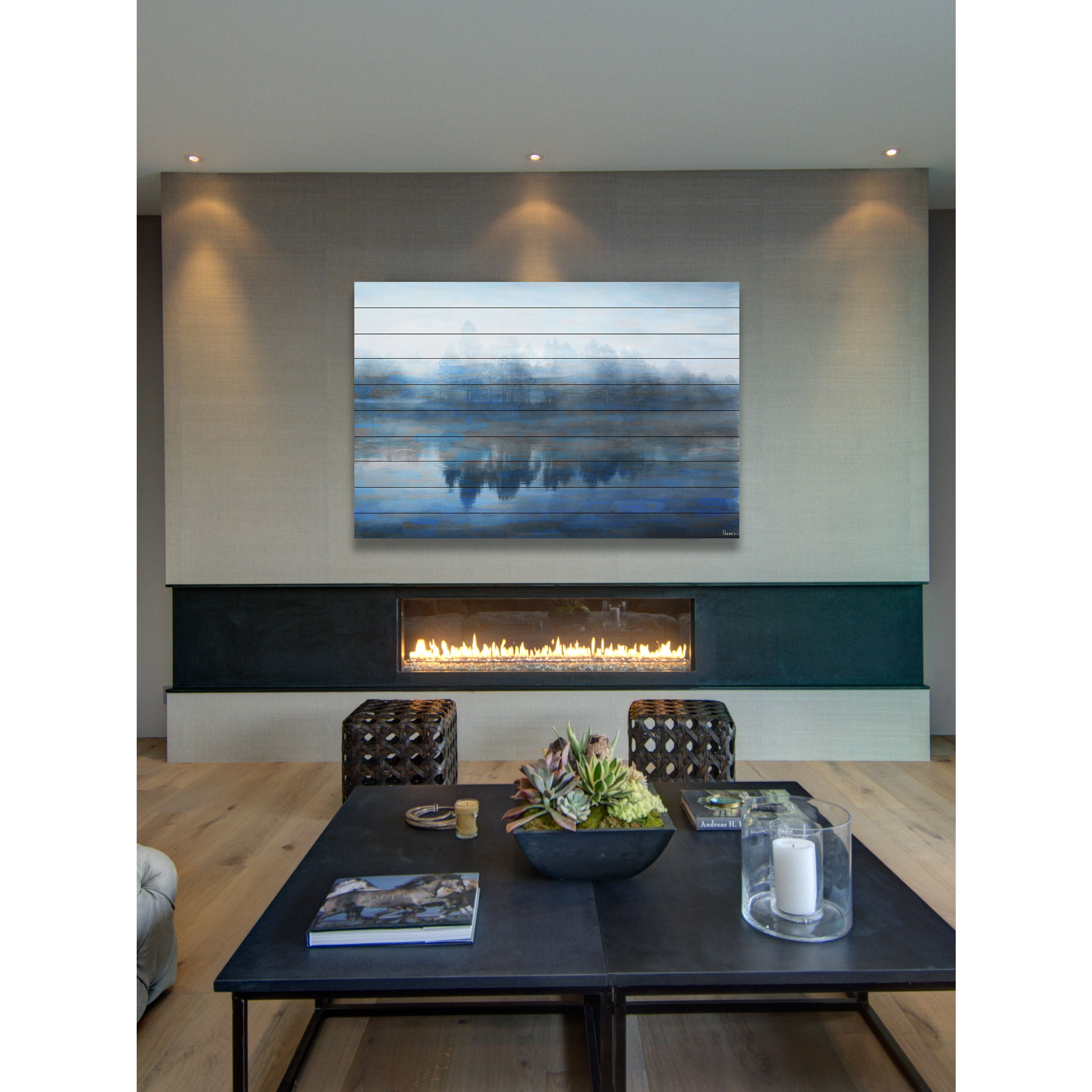 Parvez Taj  'Lake Marmont' Painting Print on White Wood 45 x 30