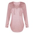 thumbnail image 2 of Fangasis Ladies T-shirt Solid Color T Shirt V Neck Tee Women Comfy Pullover Soft Work Tunic Blouse Pink L, 2 of 4