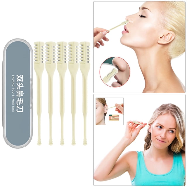 Recortador de vello nasal 2 en 1 mejorado, cuchillo de doble filo para vello nasal, herramienta portátil para eliminar el vello de las fosas nasales, recortador de vello nasal y de orejas para mujeres