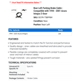 thumbnail image 2 of Rear Left Parking Brake Cable - Compatible with 1994 - 2001 Acura Integra 2-Door 1995 1996 1997 1998 1999 2000, 2 of 2