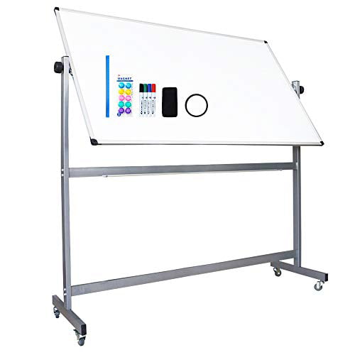 Perfect for School XIWODE Large Magnetic Mobile Dry Erase Board with Stand Conference and Presentation,60 X 36 Inch 360 ° Rolling Double Sided Whiteboard with Silvery Grey Aluminum Frame 