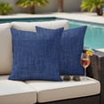 thumbnail image 3 of 2 Pack Outdoor Waterproof Throw Pillow Covers,Navy Blue Retro Linen Decorative Square Pillow Case Patio Pillowcases for Chair Couch Sofa 16x16in, 3 of 9