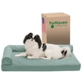 thumbnail image 1 of Furhaven Cama Ortopédica Para Perros Medianos/Pequeños Con Refuerzos Extraíbles Y Funda Lavable Para Perros De Hasta 35 Libras – Chaise Acolchado Pinsonic En Forma De L – Iceberg Verde Mediano, 1 of 1