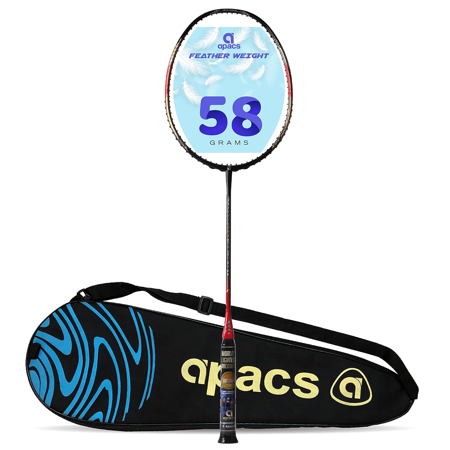 Racchetta Da Badminton Apacs Z-Ziggler Reborn (Incordata, Max 19,1 Kg) – Telaio In Grafite Giapponese UHM, Head Heavy, Made In Vietnam, Con Copertura