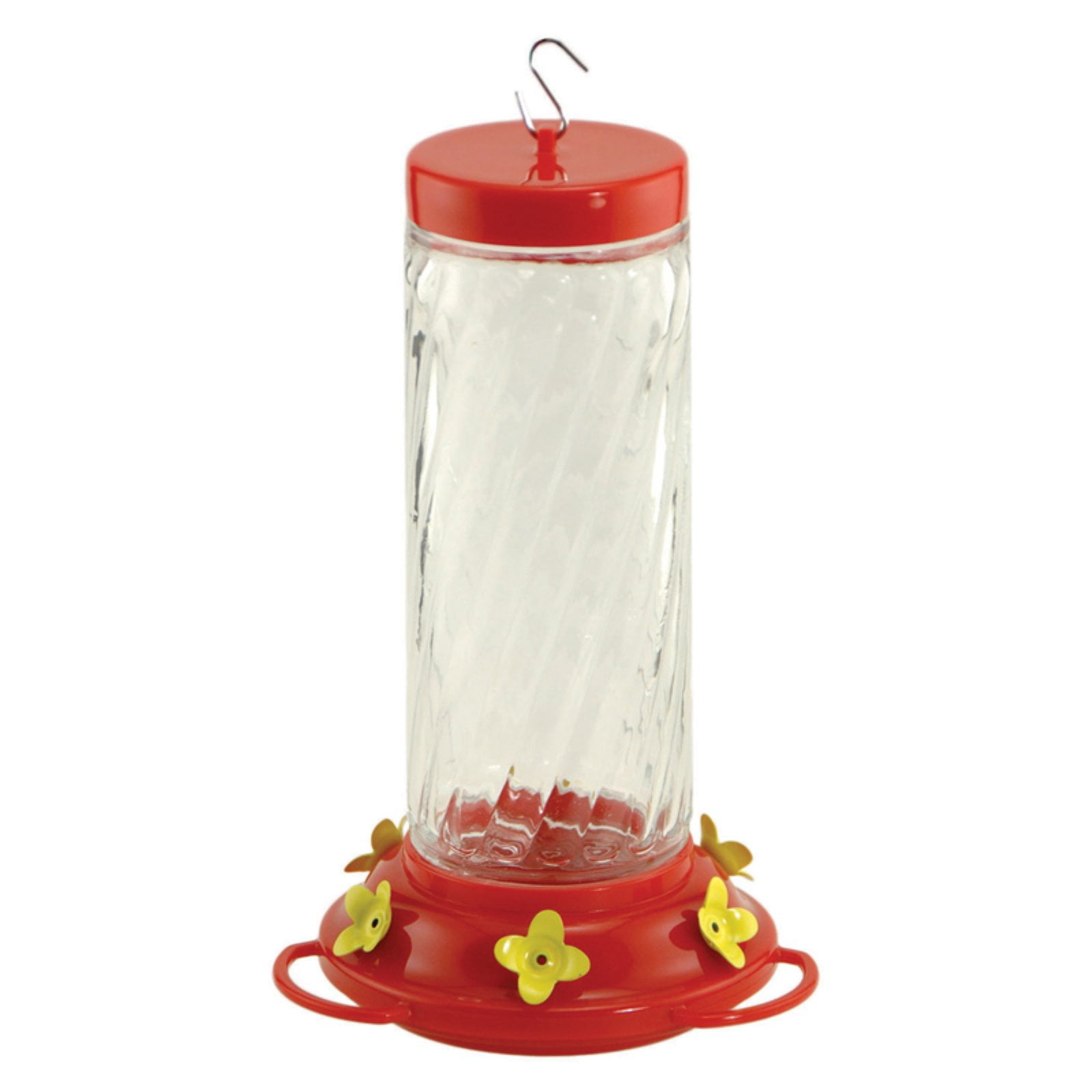 Audubon NA35227 30 oz Red and Clear Glass Swirl Hummingbird Feeder