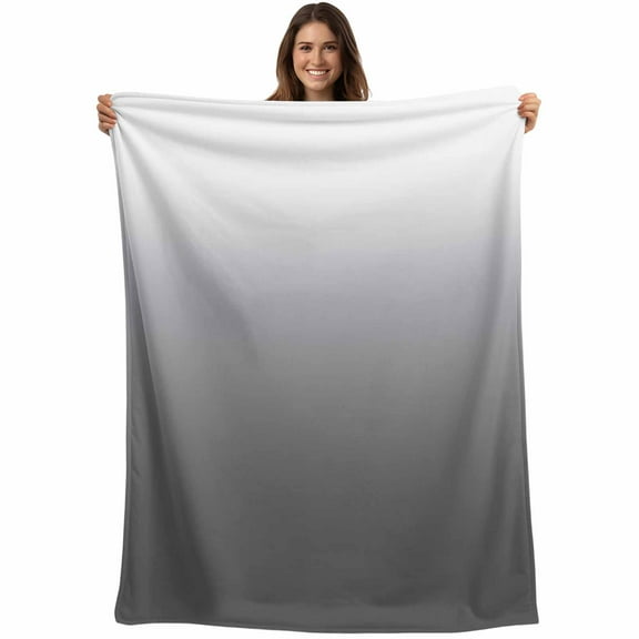 Grey White Gradient Throw Blankets, Abstract Watercolor Soft Fleece Blanket Decorative for Home Sofa Couch Chair Living Bedroom, 30x40 Inches,