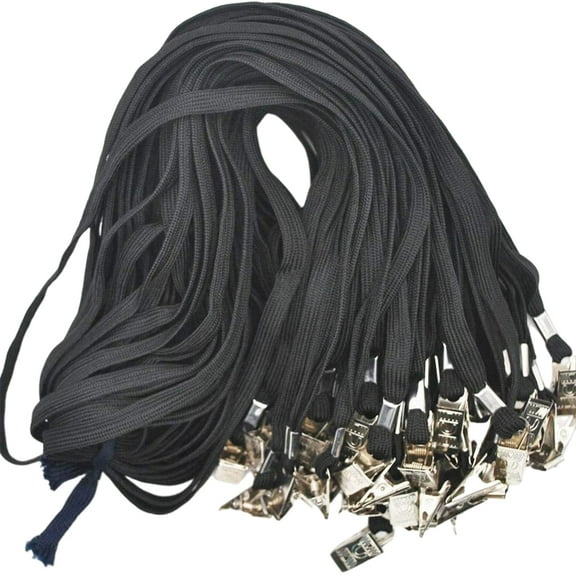100 Pcs Lanyards Flat Neck Lanyard with Clip Black Lanyard School Supplies