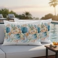 thumbnail image 2 of Outdoor Pillow Covers 20x12 Set of 2, Beach Coastal Waterproof Patio Throw Pillow Covers for Couch Sofa Chair, Nautical Shell Starfish Coral Summer Decorative Pillowcases for Throw Pillows, 2 of 9