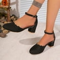thumbnail image 6 of Viluyesy Womens Block Heeled Sandals, Ankle Strap Closed Toe Ruffled Dressy Espadrilles Shoes Black, 6 of 9