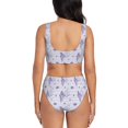thumbnail image 3 of Honeii Stripes and Sprigs of Lavender Print Women’s Bikini Set,Two Piece Swimsuit Bathing Suits,Stylish High Elasticity Swimwear for Beach and Pool, 3 of 7