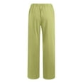 thumbnail image 5 of FAVIPT Linen Palazzo Pants Women Summer Linen Pants Women Summer Casual Drawstring Wide Leg Palazzo Pants Elastic Waist Cotton Lounge Trousers with Pockets Green,XL, 5 of 5