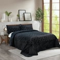 thumbnail image 3 of Home Soft Things 4 Piece Tatami Quilted Faux Fur Bedspread - Black - Oversize King (120" x 120"), 3 of 7