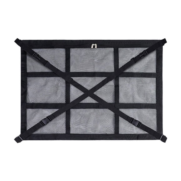 Black,White Overlap Roof Storage Net Bag For Suv And Car Interior Organization Fabric Material With Double Zipper Pockets And Easy Installation For Efficient Space Utilization