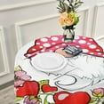 thumbnail image 6 of SKYSONIC Valentine Gnome Red Heart Round Tablecloth 60inch Indoor Wrinkle Free, Spring Floral Circular Lace Table Cover Washable for Kitchen Dining Decor, 6 of 7