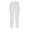 thumbnail image 5 of Womens Cropped Pants for Summer Dressy Capris High Waist Yoga Pants Solid Comfy Stretchy Leggings Workout Compression Pants Cropped Comfy Baggy Trousers White XXL, 5 of 5