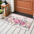 thumbnail image 4 of 2x3 Ft Entryway Area Rug, Watercolor Pink Floral Kitchen Rug Runner Washable Floor Mat, Spring Romantic Roses Butterfly Non Slip Indoor Door Mat Throw Carpet for Bathroom Living Room Bedroom, 4 of 8