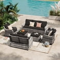 thumbnail image 4 of MEISSALIVVE 7 Pieces Patio Furniture Set with Swivel Chair, Wicker Patio Sofa, Rattan Conversation Set with Three-seat sofa, 2 Ottomans and Loveseat for Lawn Backyard (Black), 4 of 7