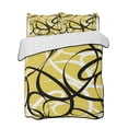 thumbnail image 2 of Yellow Geometric Queen Size Down Alternative Comforter, Lightweight Comforter Quilt Bedding Set with Pillow Shams Farmhouse Abstract Black White Striped All Seasons Bed Comforter Duvet Insert 90"x96", 2 of 7