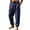 Y5-Navy, variant on Homeyce Cotton Linen Pants for Men Elastic Drawstring Waist Straight Leg Pants with Deep Pockets Cotton Linen Cotton Trousers Yoga Beach Loose Fit Casual Summer Trousers,Yellow 3XL