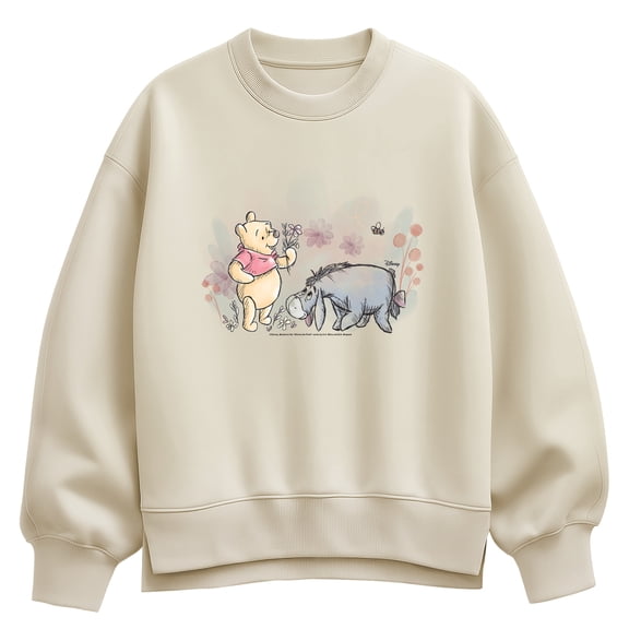 Winnie The Pooh - Winnie And Eeyore Field - Women's Oversized Fleece Crew Sweatshirt