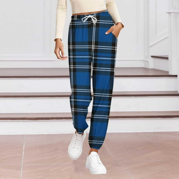Vetsdori Womens Pockets Pajamas Pants Fitness Pj Bottoms Jogger Soft,Comfy and Cozy Elastic Waist Lounge Pants for Women Plaid