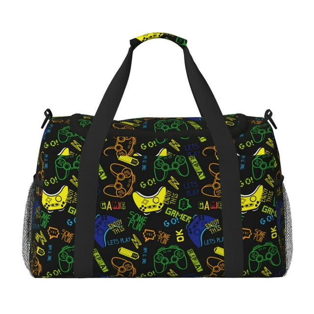Fotbe Game Play Bolsa de Viaje con Estampado, Bolsa de Fin de Semana para Mujer con Compartimento para Zapatos, Bolsa de Gimnasio con Bolsillo Húmedo