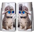 thumbnail image 2 of For Samsung Galaxy S20 FE Case, Mantto Magnetic PU Leather Phone Case With Hand Rope Strap Cute Pattern Painted Flip Credit/ ID Card Wallet Slots Stand, Hat&Cat, 2 of 8