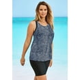 thumbnail image 3 of Swim 365 Women's Plus Size Longer-Length High-Neck Racerback Tankini Top, 3 of 6
