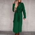 thumbnail image 7 of Rigardu Women's Faux Wool Coat Blouse Thin Coat Trench Long Jacket Ladies Slim Long Belt Elegant Overcoat Outwear Green + L, 7 of 7