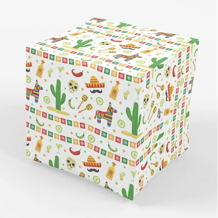 Fiesta Party Gift PriNst Wrapping Paper - Folded Flat 30 x 20 Inch (3 Sheets)