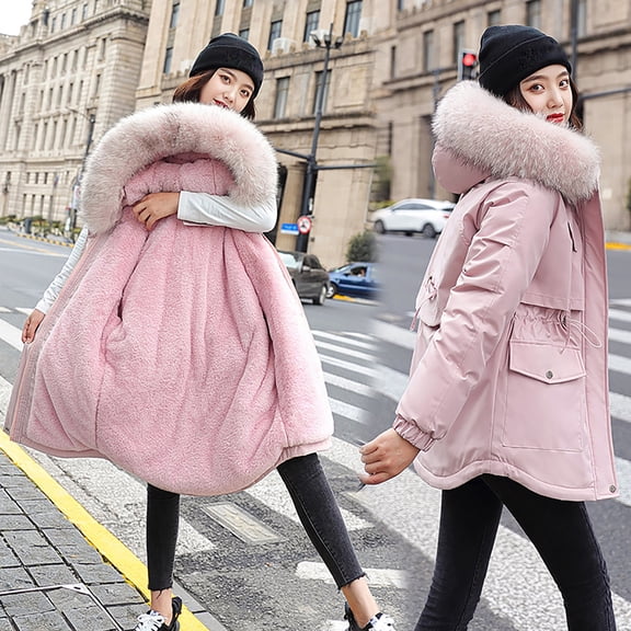 Azrian Plus-Size Insulated Winter Coat for Extreme Cold - Women's Winter Thickening And Velvet Keeping Warm Casual Coat With Hat