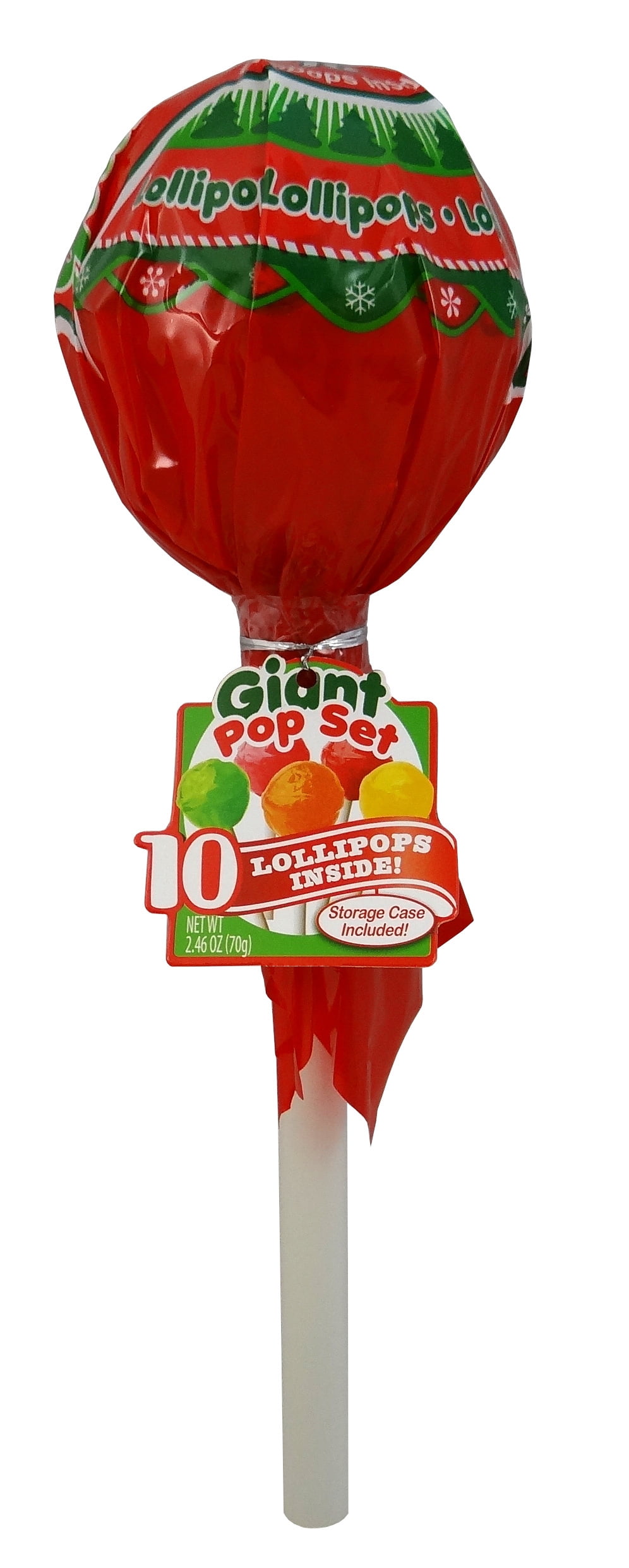 Dat'l Do-It Giant Pop with 10 Lollipops Inside, Red and Green, Net Wt. 2.46 oz, 1ct