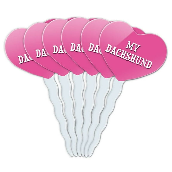 Dachshund Heart Love Cupcake Picks Toppers - Set of 6