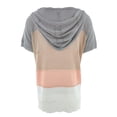 thumbnail image 6 of Otvok Women's Fashion Color Block Pullover Knitwear Short Sleeved Striped Short Sleeve Hooded Tops, 6 of 6
