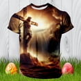 thumbnail image 5 of Gifts for Christian Men Letter Print Short Sleeve Round Neck Floral Bottoming Mens Festivel Clothes,Khaki-1,4XL, 5 of 5