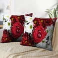 thumbnail image 4 of LALILO Throw Pillow Covers Red White Bouquet Mother Red White Bouquet Cushion Cover 18" x 18", 2 Pack, 4 of 6